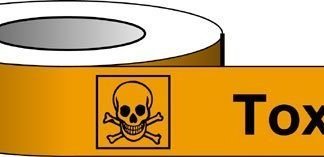 WARNING TAPE VINYL ACUTE TOXICITY CAT. 1-3 ROLL 66M