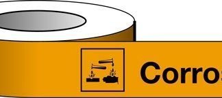 WARNING TAPE VINYL CORROSIVE AGENTS ROLL 66M